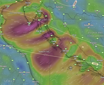 Dnes se rozfouká bóra. Pod Velebitem až 65 uzlů